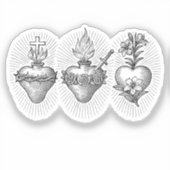 Jesus Mary and Joseph Hearts Vinyl Decal Sticker シール (正面)