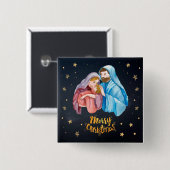Jesus, Mary and Joseph - Merry Christmas 缶バッジ (正面&裏面)