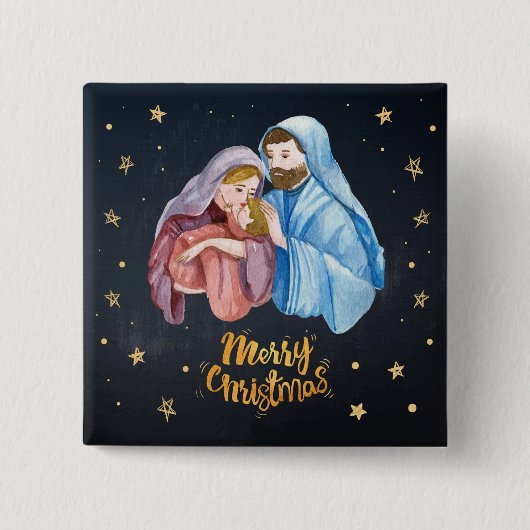 Jesus, Mary and Joseph - Merry Christmas 缶バッジ (正面)