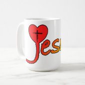 Jesus mit Herz コーヒーマグカップ (正面左)