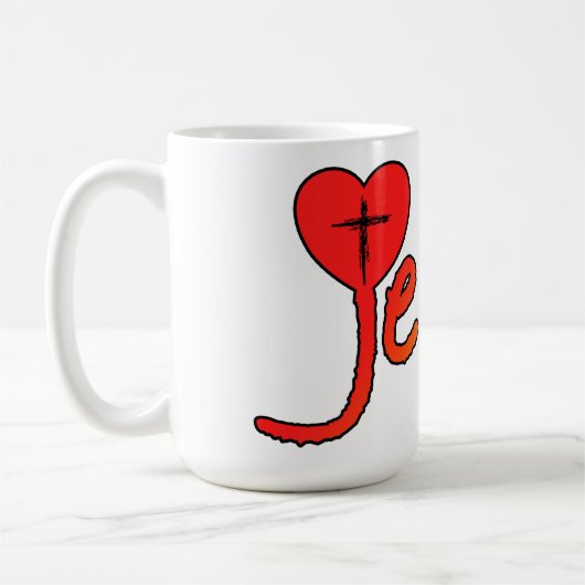 Jesus mit Herz コーヒーマグカップ (左)