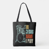 Jesus Name I Play Drums God Drumming Music Christi トートバッグ (裏面)