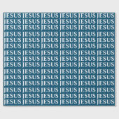 JESUS Name Pattern。クラシック.青と白モダン ラッピングペーパー (フラット)