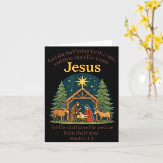 Jesus Nativity Christian Christmas Bible Pjs Toddl カード (黄色い花)