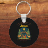 Jesus Nativity Christian Christmas Bible Pjs Toddl キーホルダー (正面)
