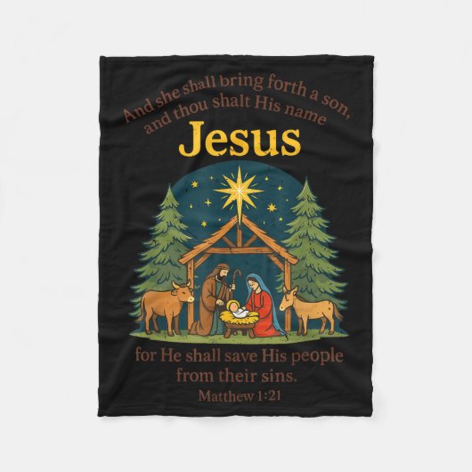 Jesus Nativity Christian Christmas Bible Pjs Toddl フリースブランケット (正面)