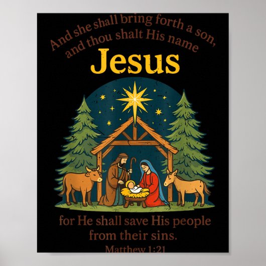 Jesus Nativity Christian Christmas Bible Pjs Toddl ポスター (正面)