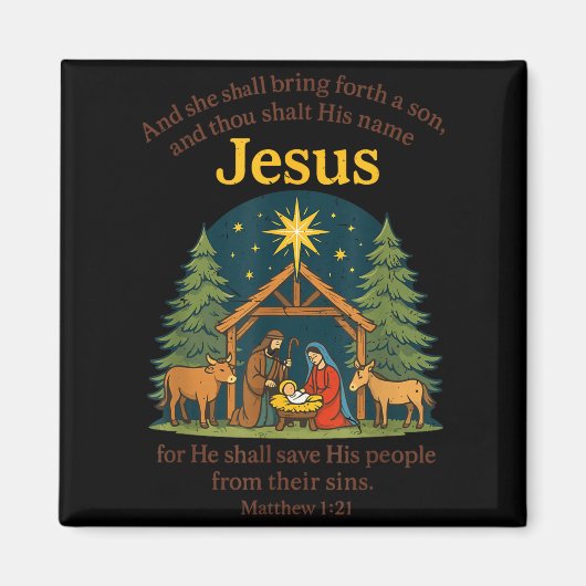 Jesus Nativity Christian Christmas Bible Pjs Toddl マグネット (正面)