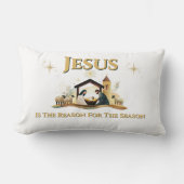 Jesus Nativity Christmas Accent Pillow Gold ランバークッション (正面)