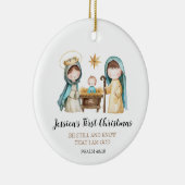 Jesus Nativity Scene Bible Verse First Christmas セラミックオーナメント (右)
