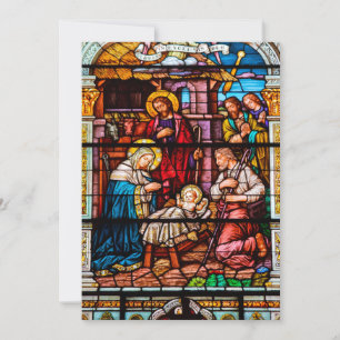 Jesus Nativity Scene in Stained Glass シーズンカード
