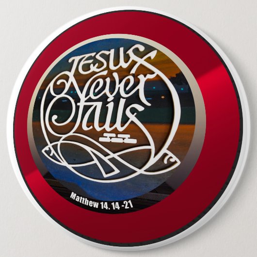JESUS Never fall 缶バッジ (正面)