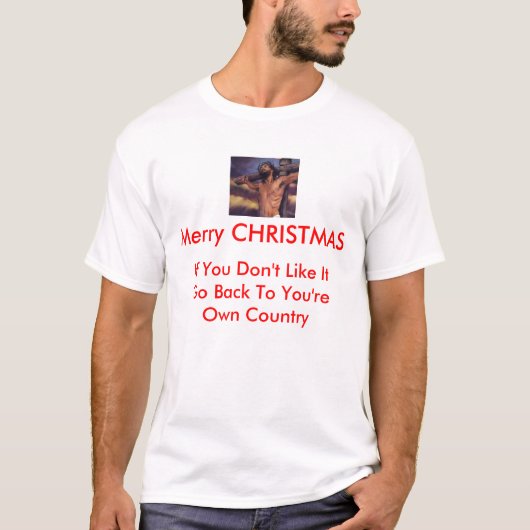 jesus_on_cross_crucifixion-full、メリーなCHRISTMA… Tシャツ (正面)