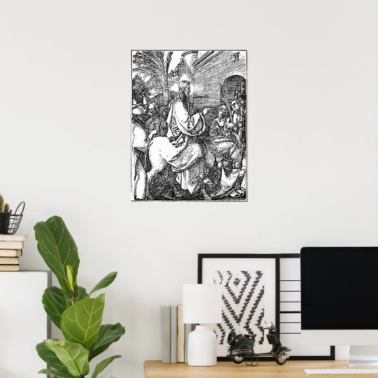 Jesus on the Donkey Palm Sunday Etching ポスター (ホームオフィス)