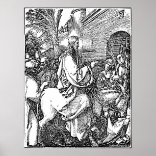Jesus on the Donkey Palm Sunday Etching ポスター