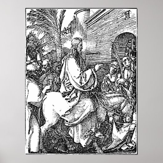 Jesus on the Donkey Palm Sunday Etching ポスター (正面)