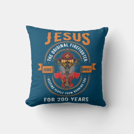 Jesus Original Firefighter Faith Cross Christian クッション (正面)