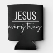 Jesus Over Everything Religious Christian Christ O 缶クーラー (裏面)