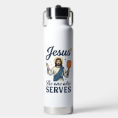 Jesus Pickleball サーブする者Tシャツ ウォーターボトル (正面)