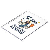 Jesus Pickleball サーブする者Tシャツ ノートブック (左側)