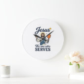 Jesus Pickleball サーブする者Tシャツ ラージ壁時計 (ホーム)