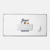 Jesus Pickleball サーブを打つ人 Tシャツ デスクマット (キーボード&マウス)