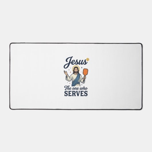 Jesus Pickleball サーブを打つ人 Tシャツ デスクマット (正面)