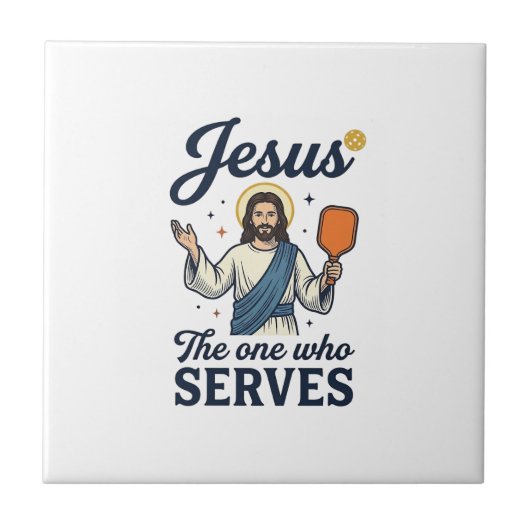 Jesus Pickleball 奉仕する者 Tシャツ タイル (正面)