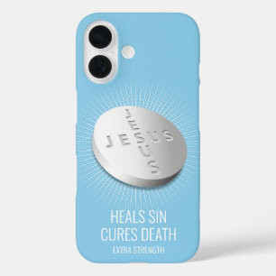 Jesus Pill – カスタマイズ可能な信仰祈Hope God Blue iPhone 16ケース