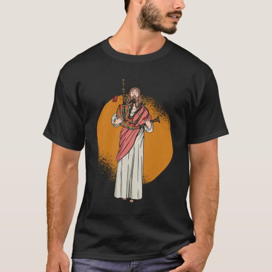 Jesus Playing Bagpipes - Bagpipe Scottish Music Tシャツ (正面)