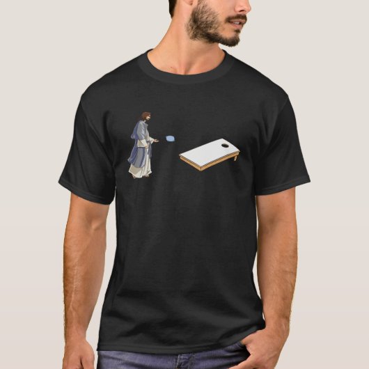Jesus Playing Cornhole Cornhole Tシャツ (正面)