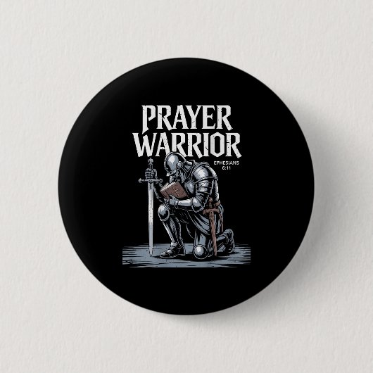 Jesus Prayer Warrior Christian Armor Of God Son Gr 缶バッジ (正面)