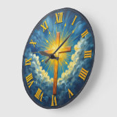 Jesus Radiant Heavenly Cross ラージ壁時計 (傾斜)