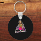 Jesus Raves Christmas EDM Music X-Masパーティー キーホルダー (正面)