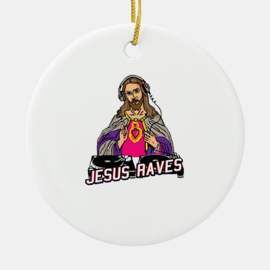 Jesus Raves Christmas EDM Music X-Masパーティー セラミックオーナメント (正面)