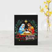 Jesus Reason For The Season Nativity Christmas Des カード (黄色い花)