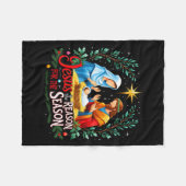 Jesus Reason For The Season Nativity Christmas Des フリースブランケット (正面(横))