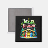 Jesus Reason For The Season Nativity Christmas Des マグネット (正面/裏面)