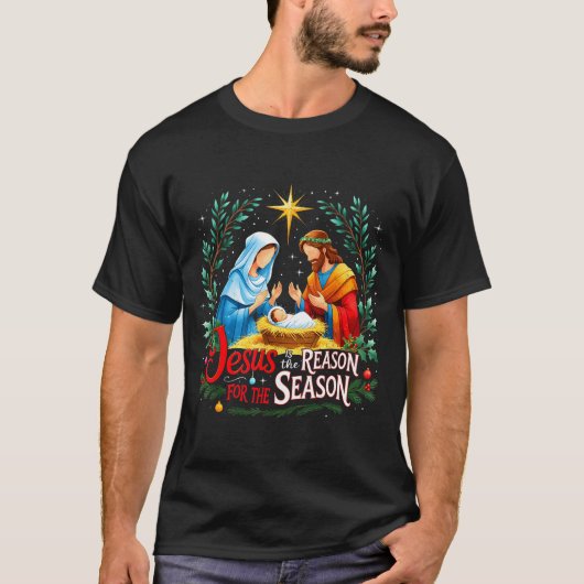 Jesus Reason For The Season Nativity Christmas Des Tシャツ (正面)