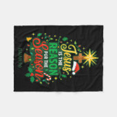 Jesus Reason Season Christian Christmas Family Pjs フリースブランケット (正面(横))