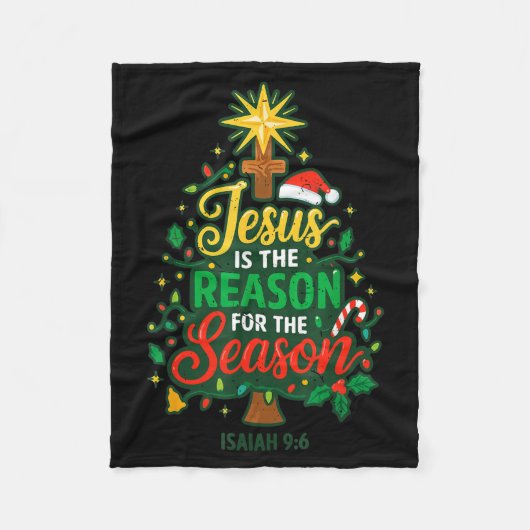 Jesus Reason Season Christian Christmas Family Pjs フリースブランケット (正面)