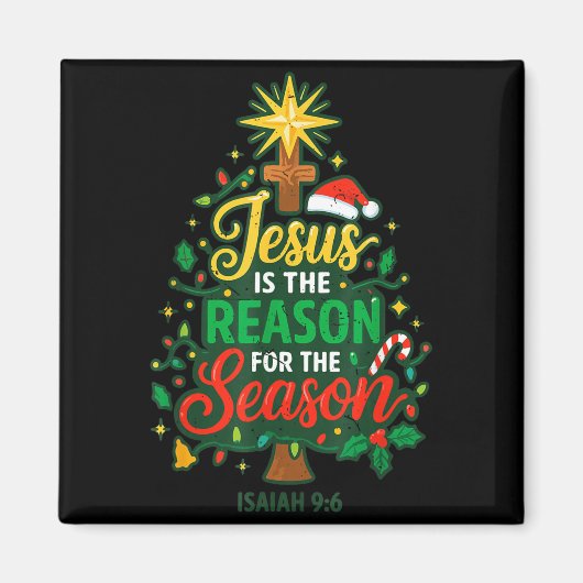 Jesus Reason Season Christian Christmas Family Pjs マグネット (正面)