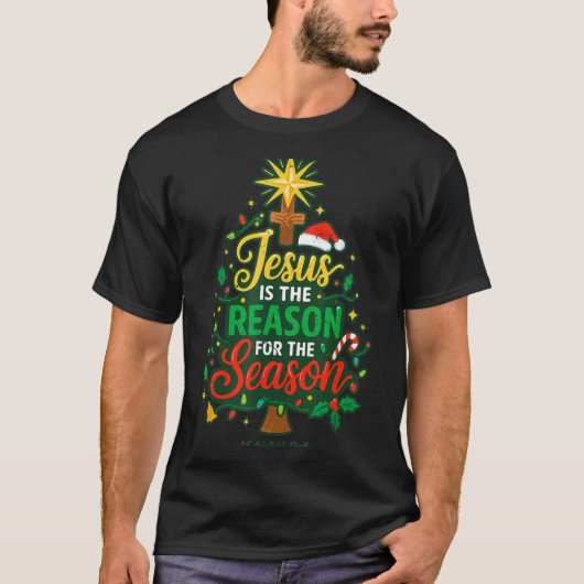 Jesus Reason Season Christian Christmas Family Pjs Tシャツ (正面)