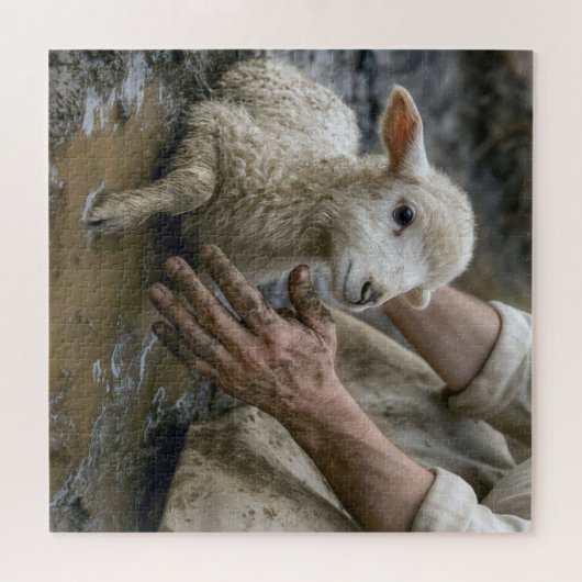 Jesus Rescuing a Lamb From a Mud Puddle ジグソーパズル (横)