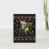 Jesus Riding Dinosaur Funny Meme Ugly Christmas Sw カード (正面)