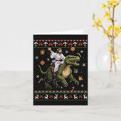 Jesus Riding Dinosaur Funny Meme Ugly Christmas Sw カード (黄色い花)
