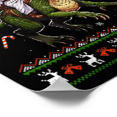 Jesus Riding Dinosaur Funny Meme Ugly Christmas Sw ポスター (角)
