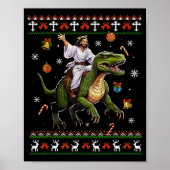 Jesus Riding Dinosaur Funny Meme Ugly Christmas Sw ポスター (正面)