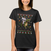 Jesus Riding Dinosaur Funny Meme Ugly Christmas Sw Tシャツ (正面)
