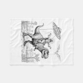 Jesus Riding Dinosaur T-rex Ufo Hunting Alien Sci- フリースブランケット (正面(横))